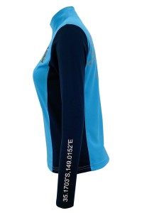 Tailor-made colorblock zipper half chest Polo design hot stamping logo mesh fabric Slim fit Slim waist Functional sweatshirt design company W220 back view